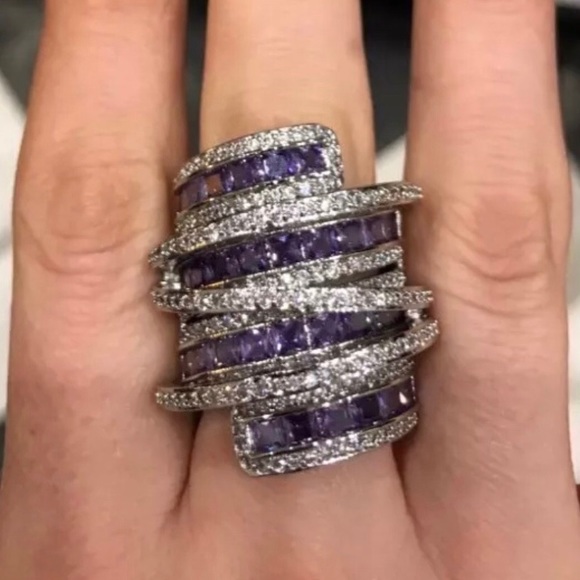Jewelry - ✨925 Sterling Silver Purple & White Zirconia Ring✨